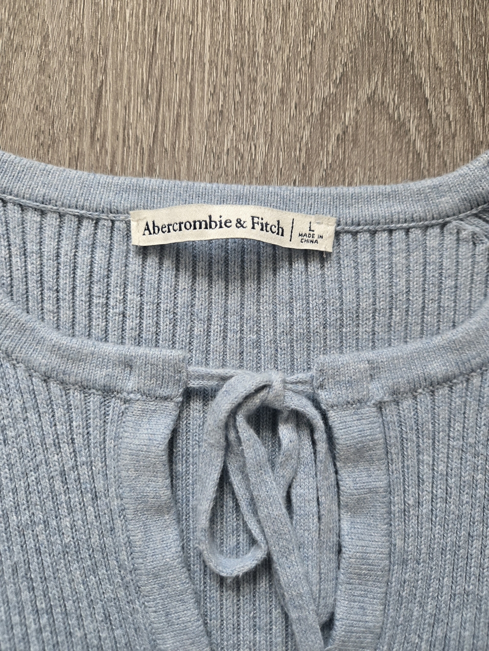 Abercrombie & Fitch Pale Blue Ribbed Tie-Front Sleeveless Top - Picture 2 of 4